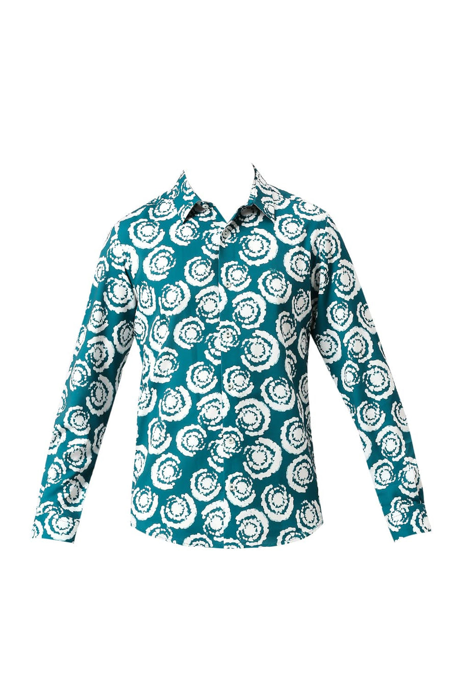BASICS SLIM FIT CORSAIR AQUA POLYESTER PRINTED SHIRT