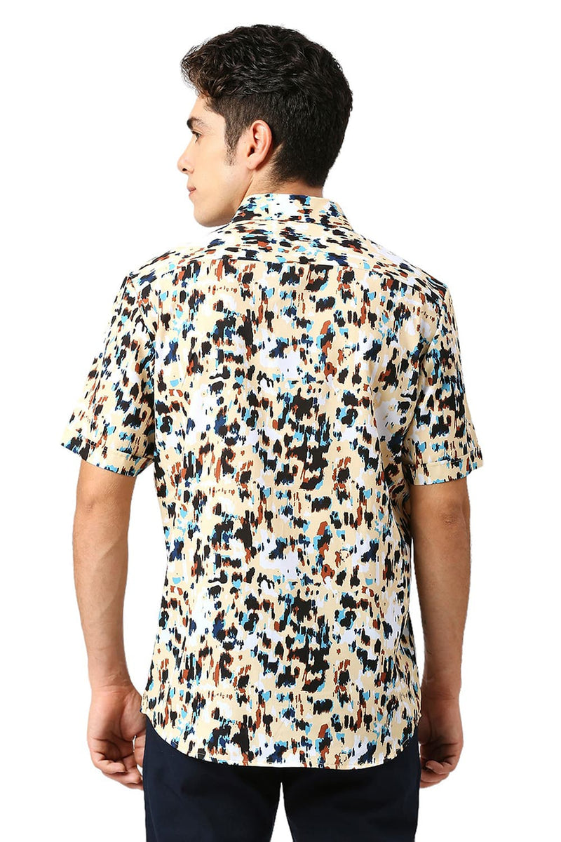 SLIM FIT POLYESTER PRINTED HALFSLEEVES SHIRT