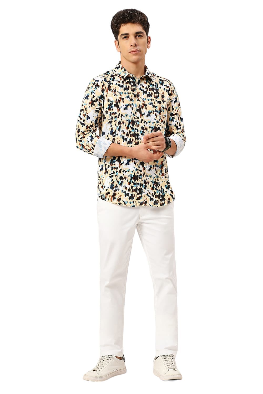 SLIM FIT POLYESTER PRINTED SHIRT