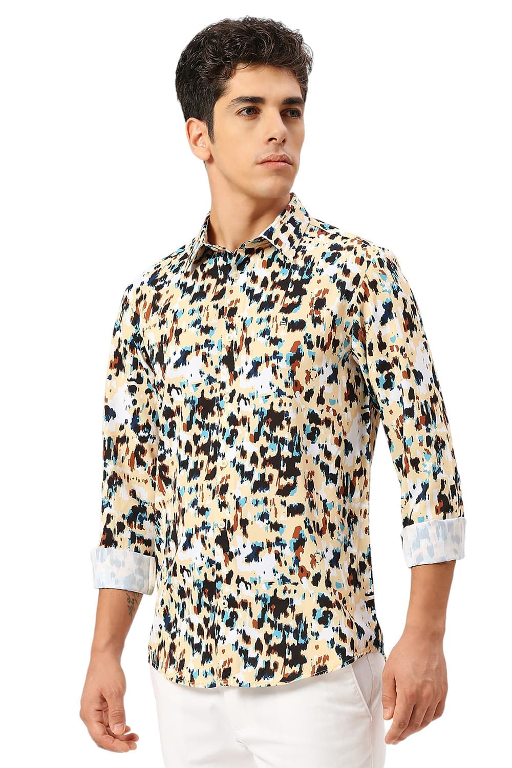 SLIM FIT POLYESTER PRINTED SHIRT