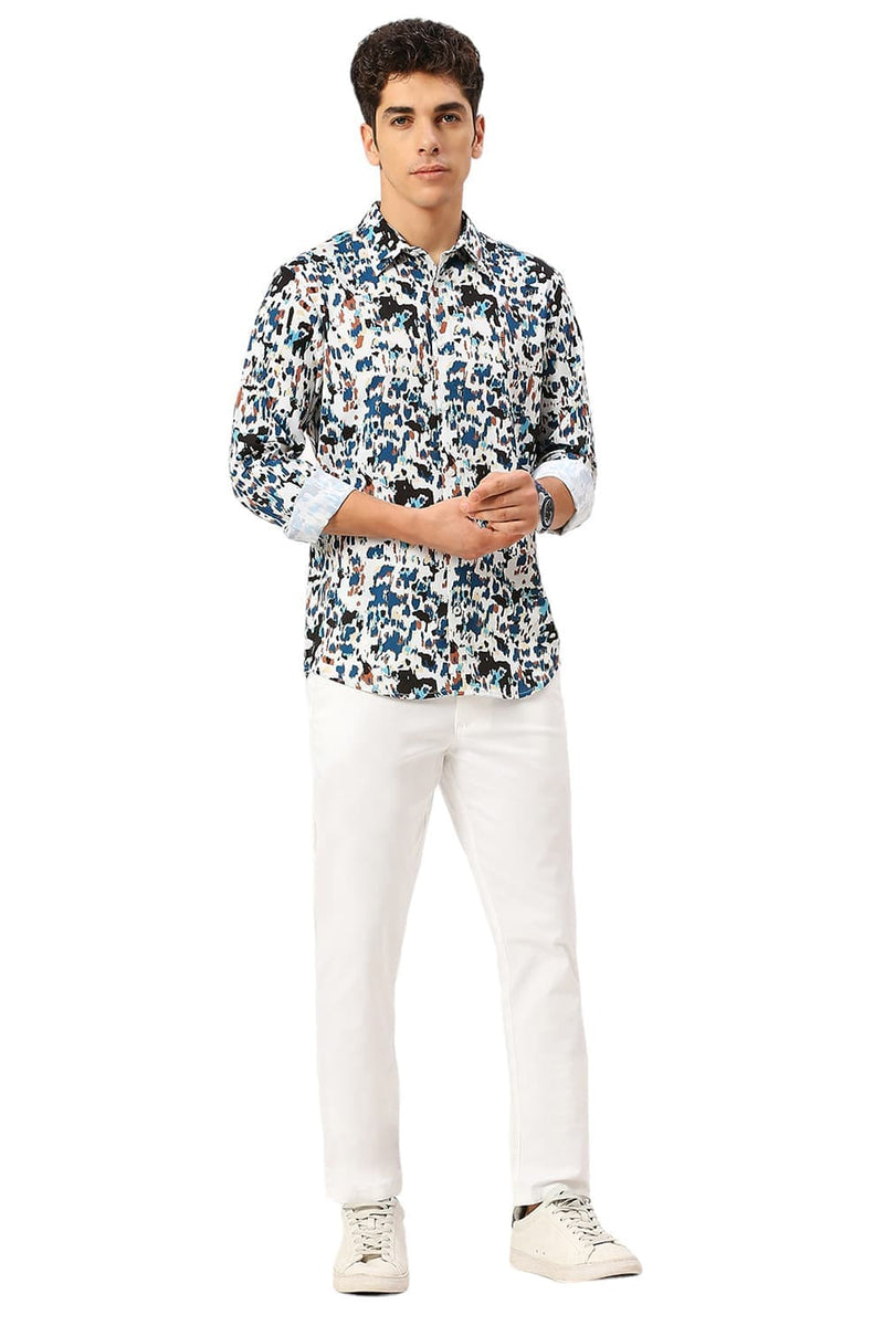 SLIM FIT POLYESTER PRINTED SHIRT