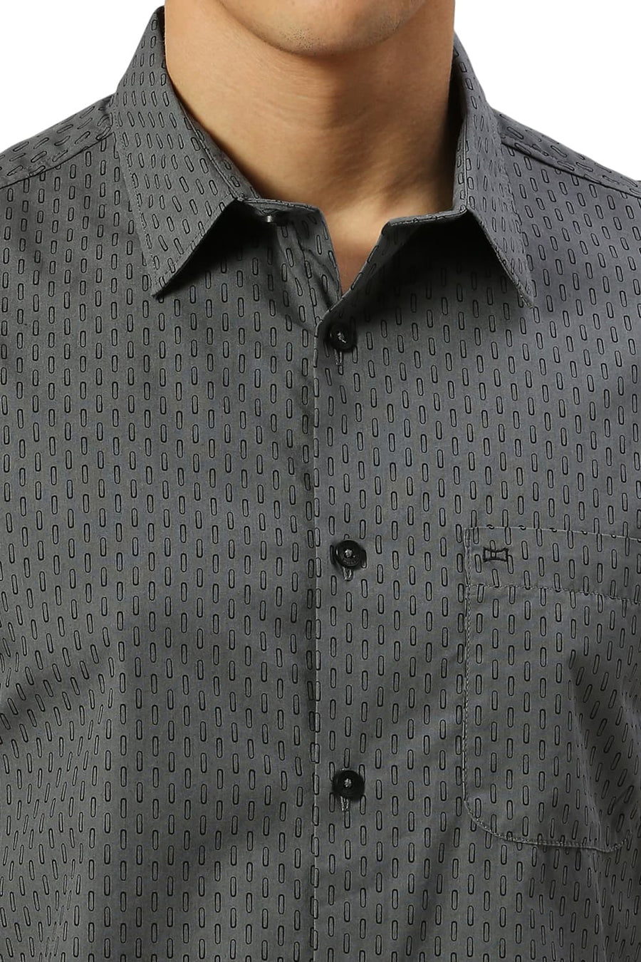 BASICS SLIM FIT GRIFFIN GREY COTTON PRINTED SHIRT