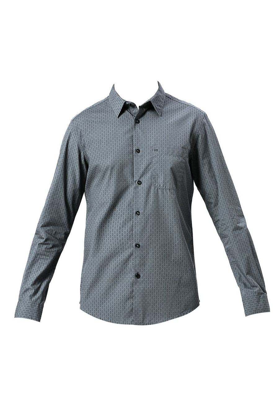 BASICS SLIM FIT GRIFFIN GREY COTTON PRINTED SHIRT