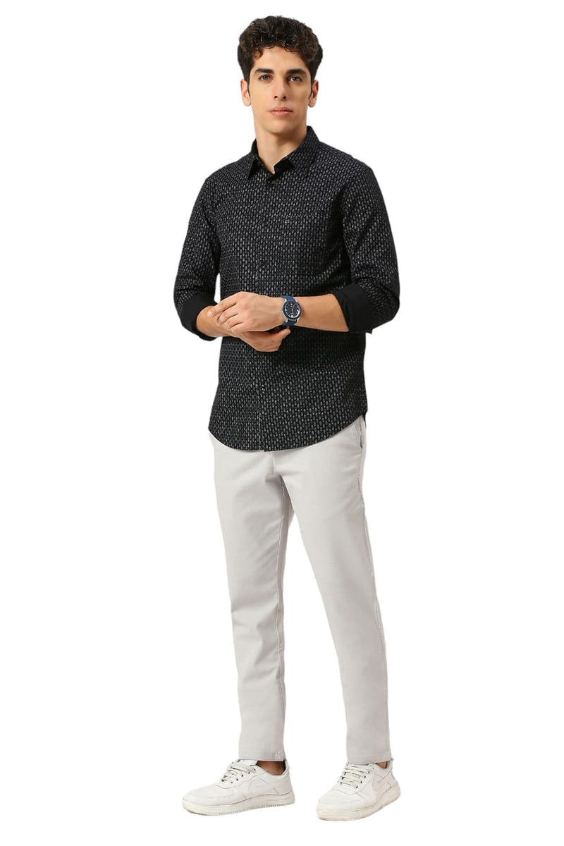 SLIM FIT COTTON PRINTED SHIRT