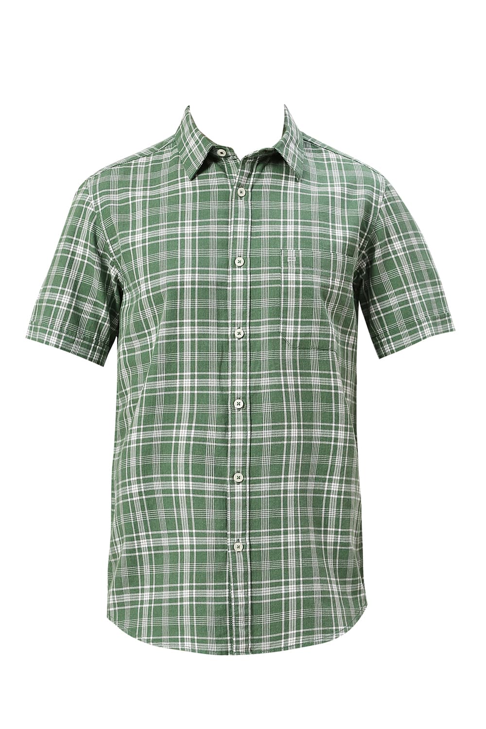 SLIM FIT COTTON TWILL MELANGE CHECKS HALFSLEEVES SHIRT