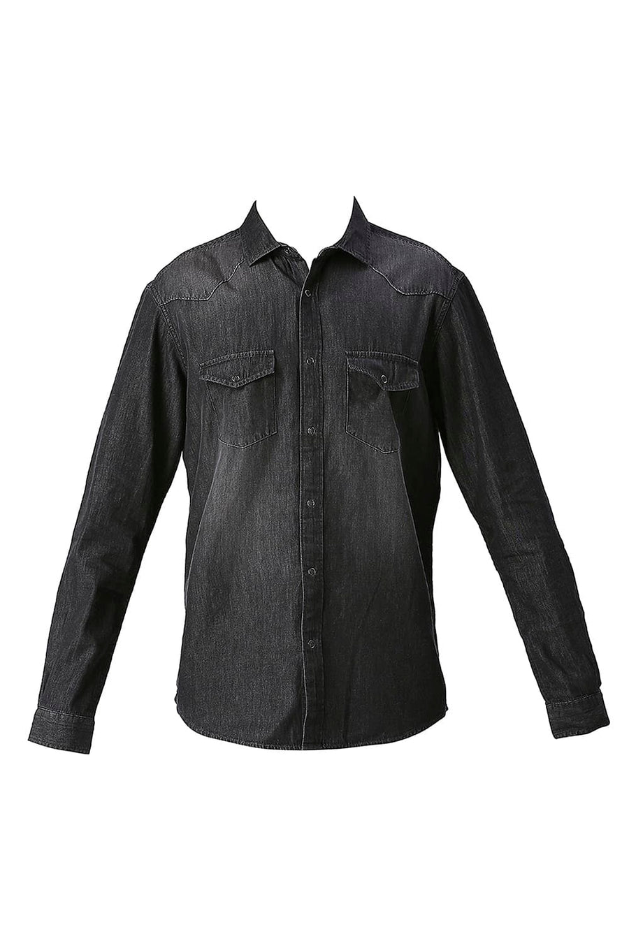 BASICS SLIM FIT RAVEN BLACK COTTON SULPHUR SHIRT