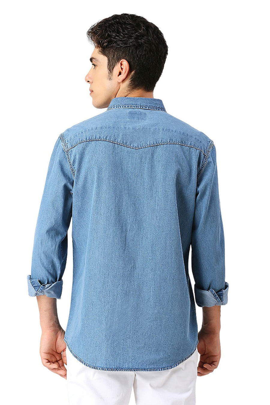 BASICS SLIM FIT INSIGNIA BLUE COTTON INDIGO SHIRT
