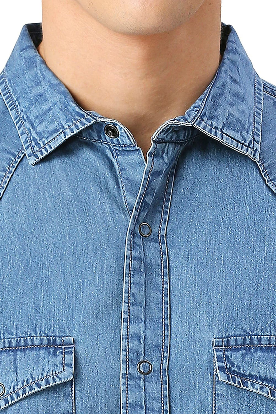 BASICS SLIM FIT INSIGNIA BLUE COTTON INDIGO SHIRT