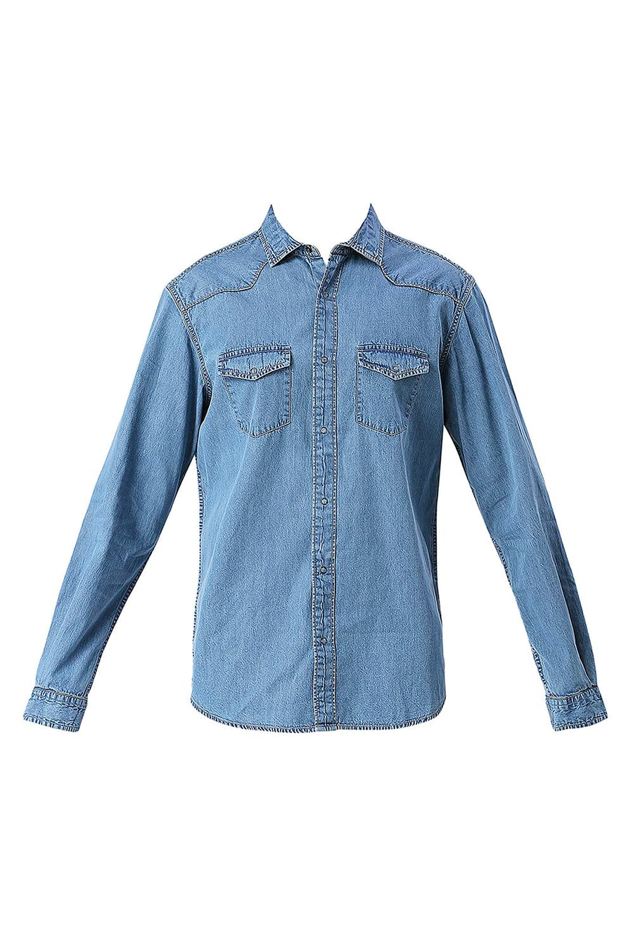 BASICS SLIM FIT INSIGNIA BLUE COTTON INDIGO SHIRT