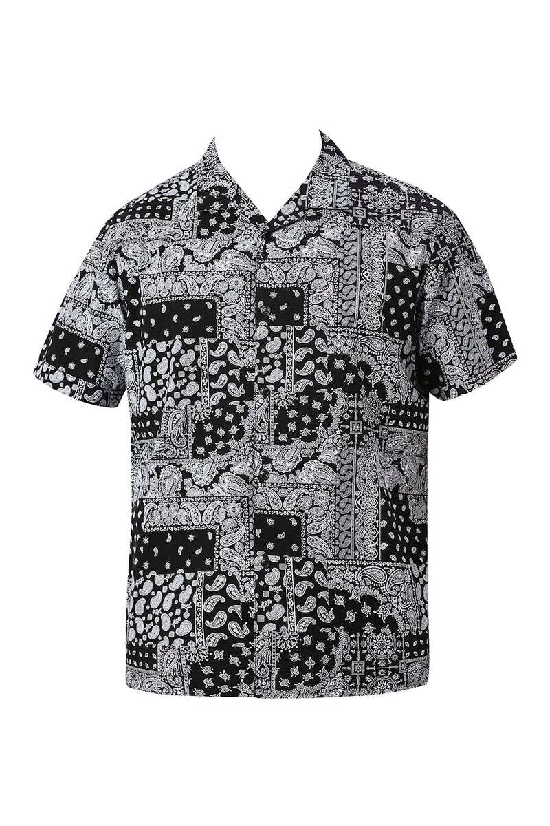 RELAXED FIT COTTON VISCOSE TWILL PRINTED HALFSLEEVES SHIRT