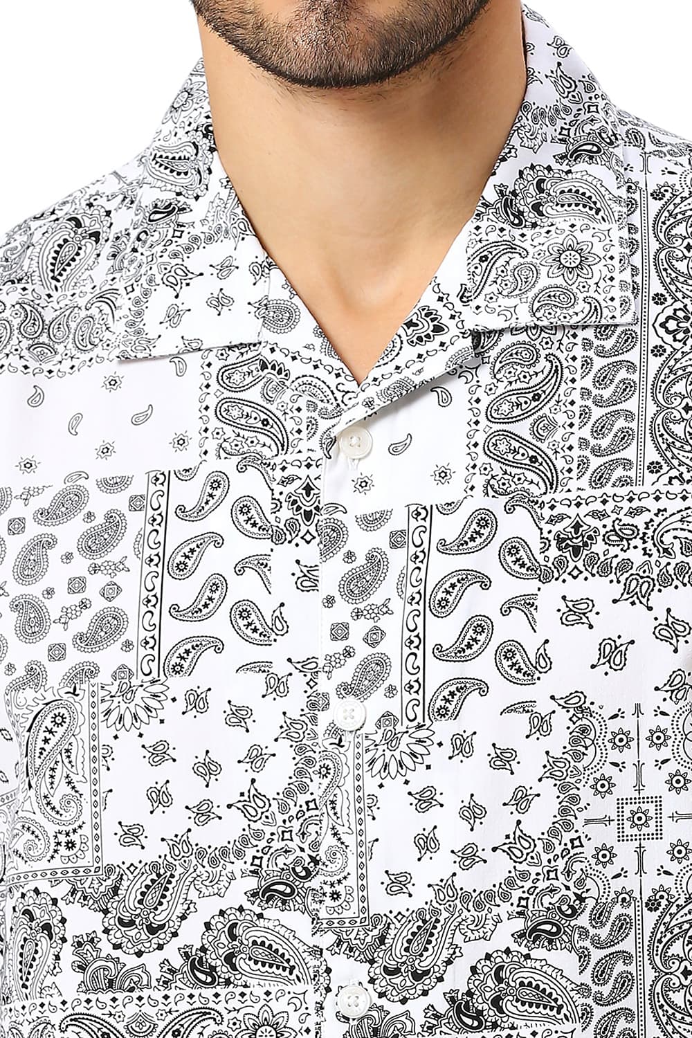 RELAXED FIT COTTON VISCOSE TWILL PRINTED HALFSLEEVES SHIRT