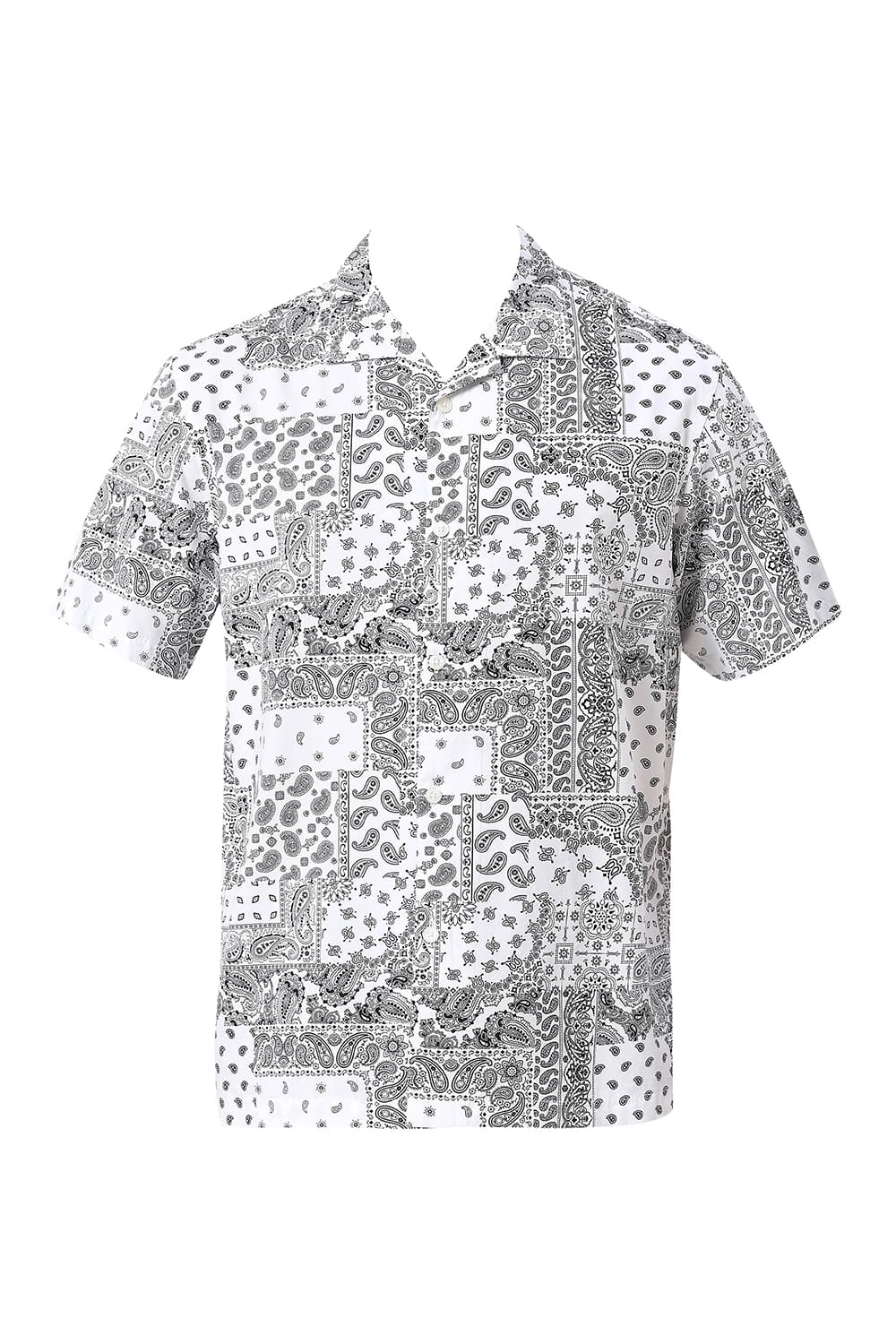 RELAXED FIT COTTON VISCOSE TWILL PRINTED HALFSLEEVES SHIRT