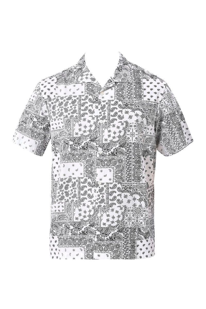 RELAXED FIT COTTON VISCOSE TWILL PRINTED HALFSLEEVES SHIRT