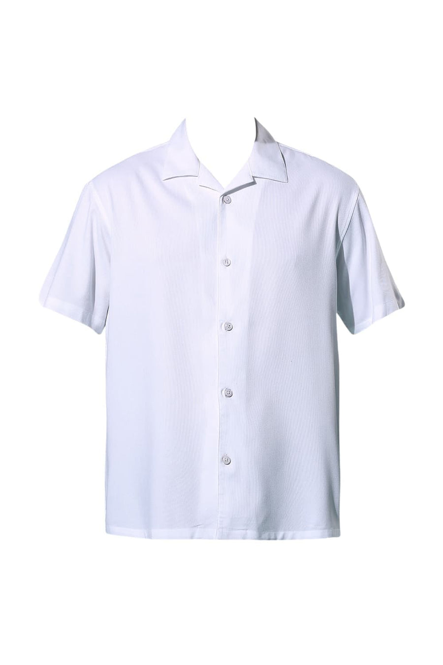 BASICS RELAXED FIT LUCENT WHITE VISCOSE POLYESTER STRETCH DOBBY HALFSLEEVES SHIRT