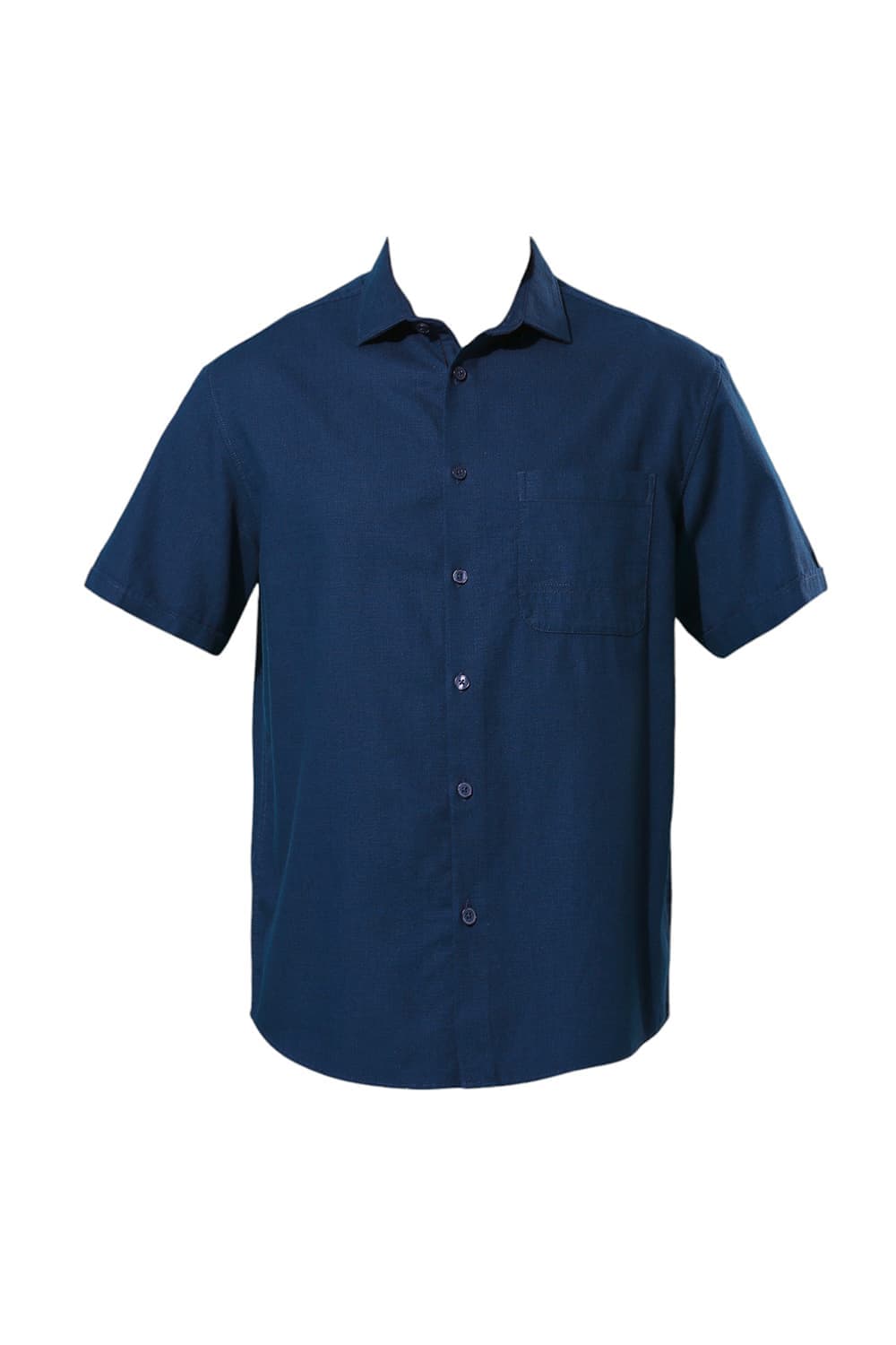 Basics Relaxed Fit Titan Blue Viscose Linen Halfsleeves Shirt
