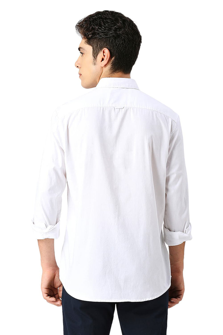 BASICS SLIM FIT BRIGHT WHITE COTTON OXFORD SHIRT