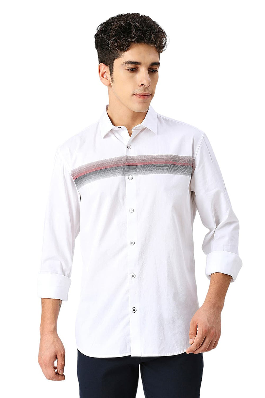 BASICS SLIM FIT BRIGHT WHITE COTTON OXFORD SHIRT