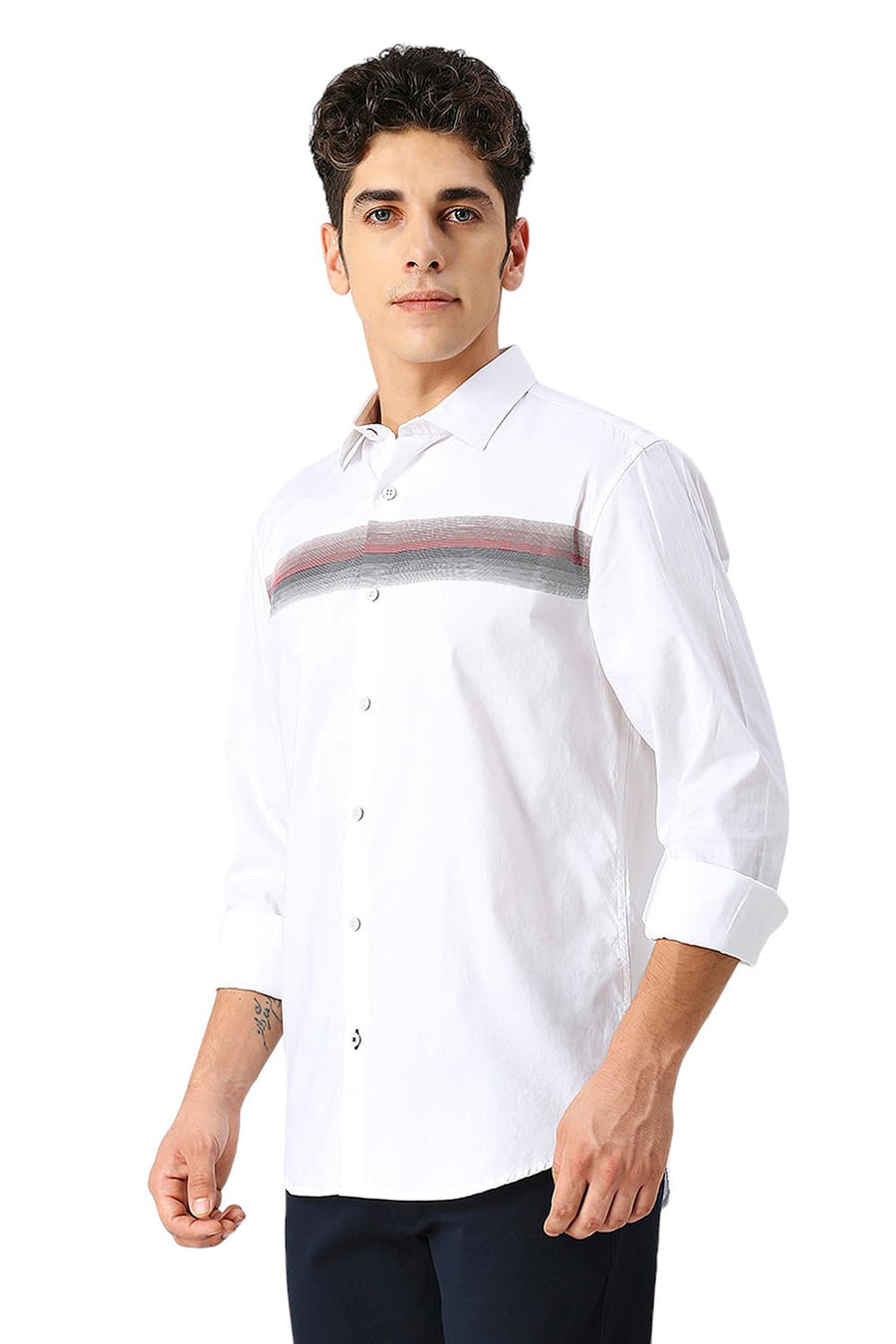 BASICS SLIM FIT BRIGHT WHITE COTTON OXFORD SHIRT