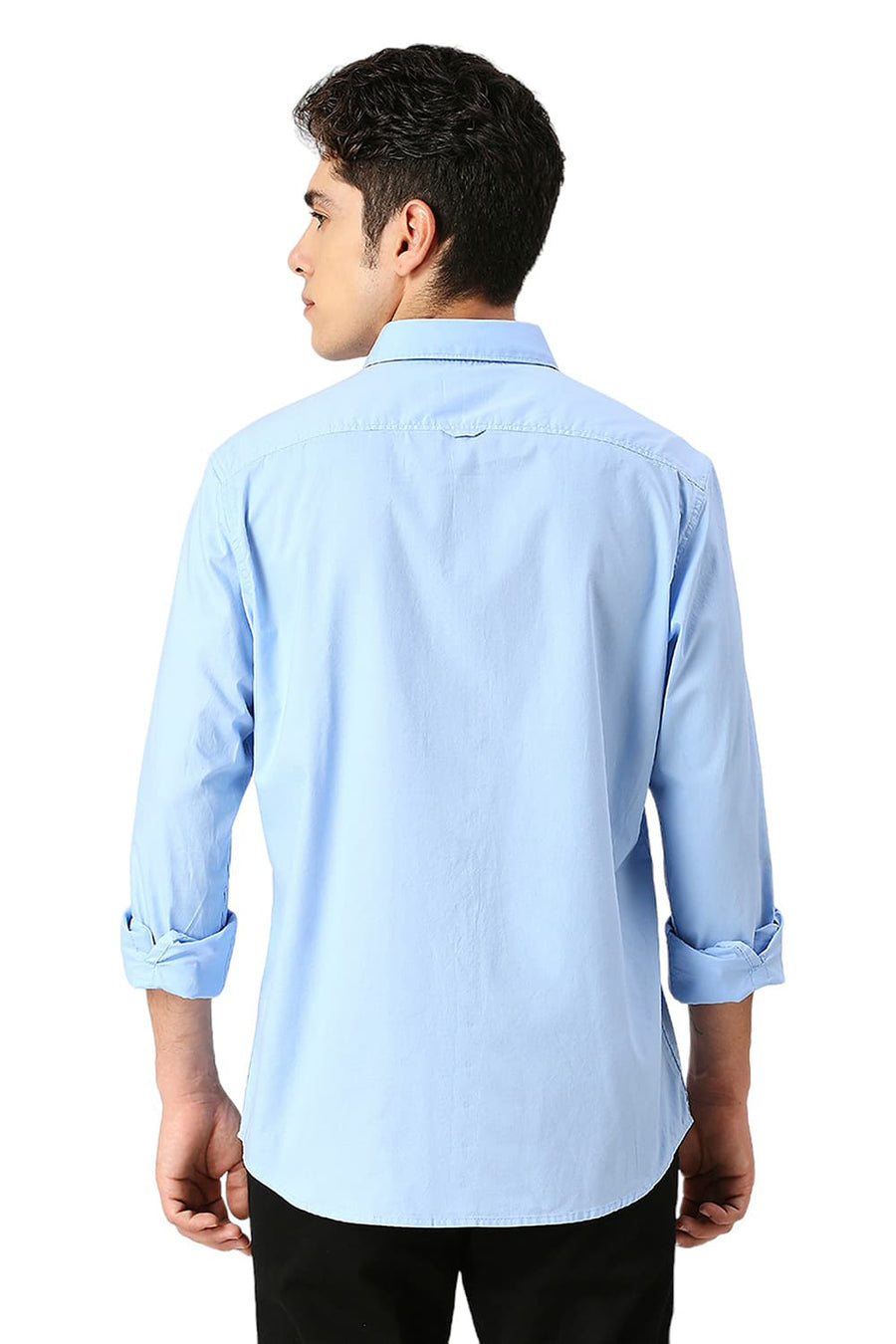 BASICS SLIM FIT SUMMER BLUE COTTON OXFORD SHIRT