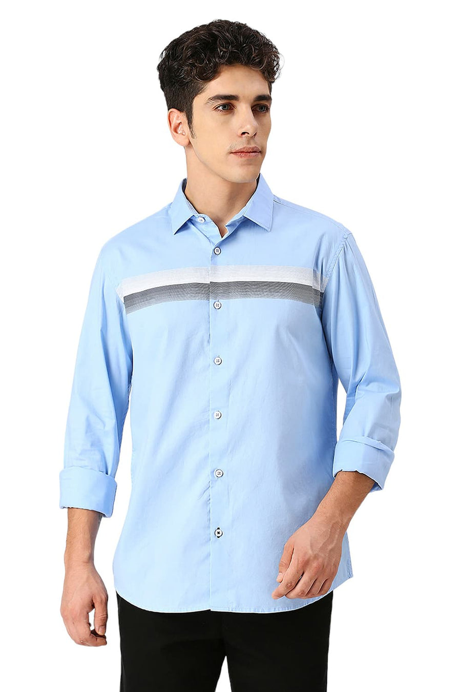 BASICS SLIM FIT SUMMER BLUE COTTON OXFORD SHIRT