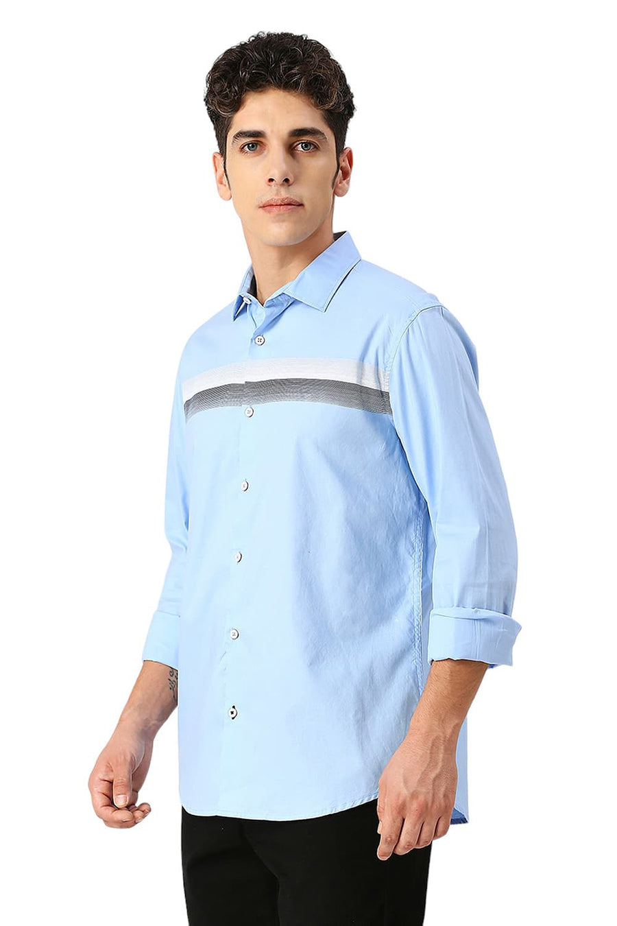 BASICS SLIM FIT SUMMER BLUE COTTON OXFORD SHIRT