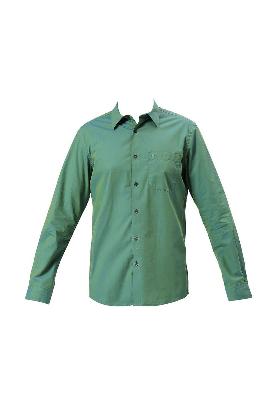 BASICS SLIM FIT BERYL GREEN COTTON CHAMBRAY SHIRT
