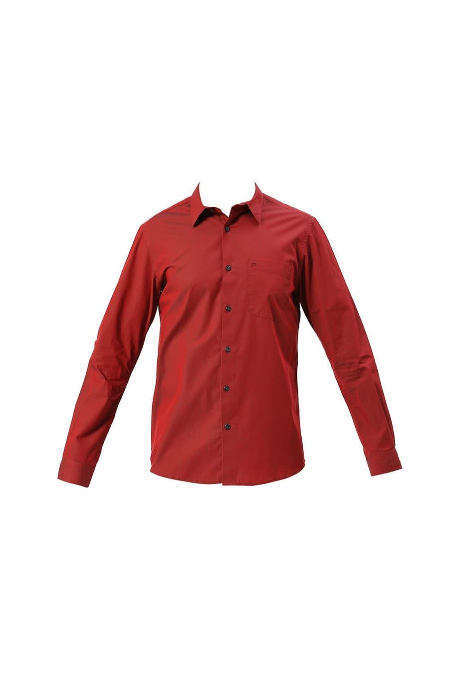 BASICS SLIM FIT RED DAHLIA COTTON CHAMBRAY SHIRT