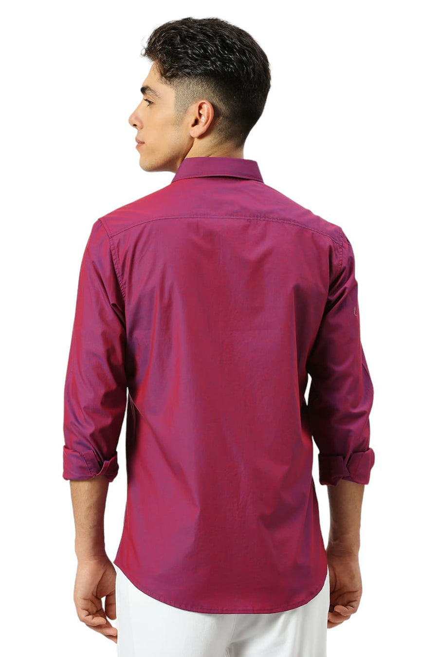 BASICS SLIM FIT PURPLLE CASPIA COTTON CHAMBRAY SHIRT