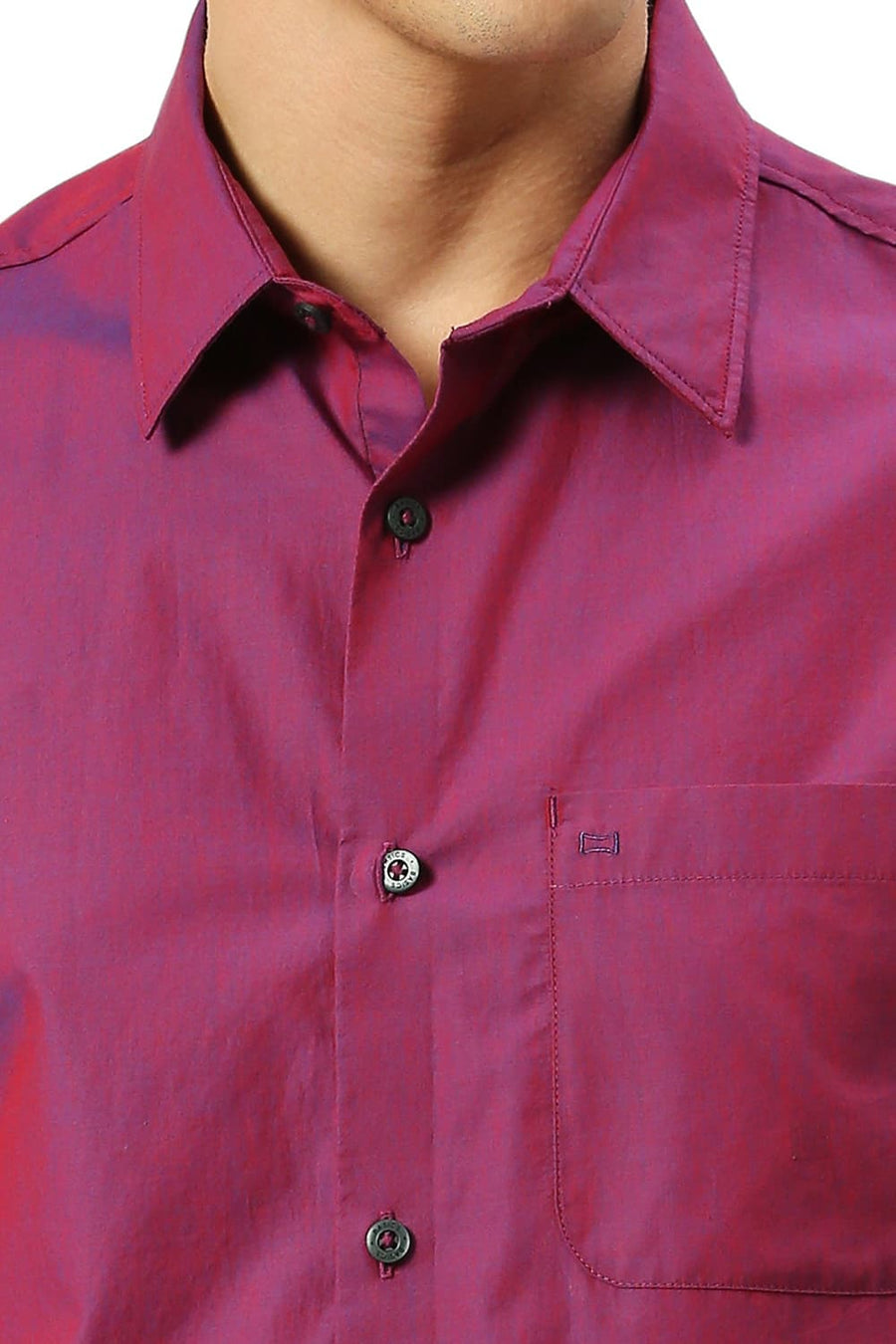 BASICS SLIM FIT PURPLLE CASPIA COTTON CHAMBRAY SHIRT