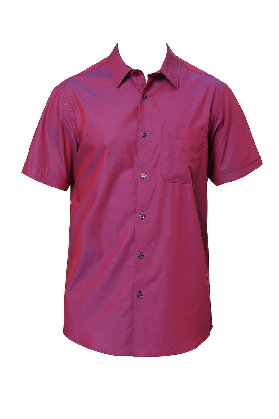 BASICS SLIM FIT PURPLLE CASPIA COTTON CHAMBRAY HALFSLEEVES SHIRT