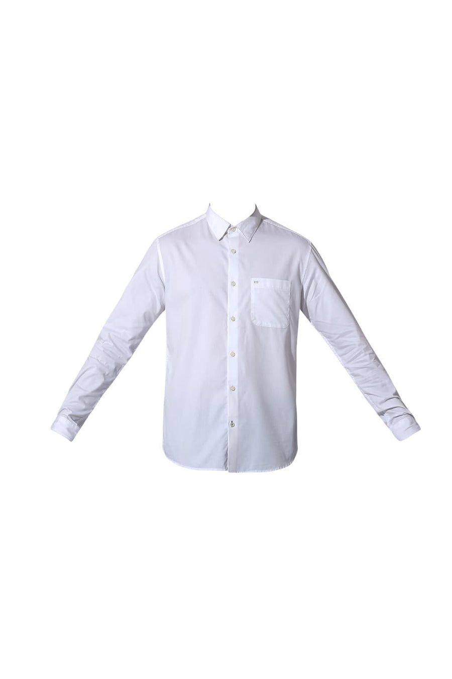 BASICS SLIM FIT LUCENT WHITE COTTON POLYESTER CAVALRY TWILL SHIRT