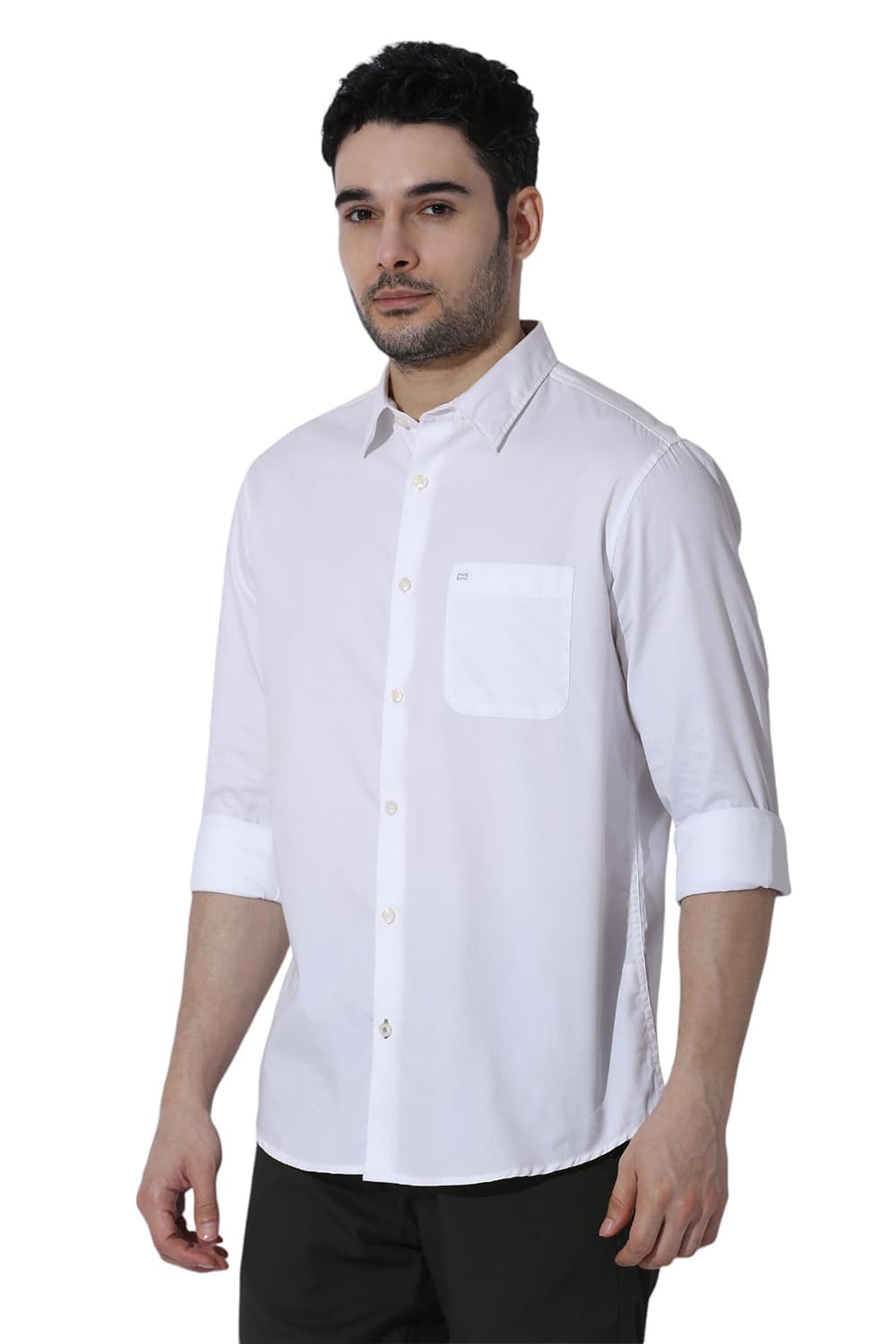 SLIM FIT COTTON POLYESTER CAVALRY TWILL SHIRT