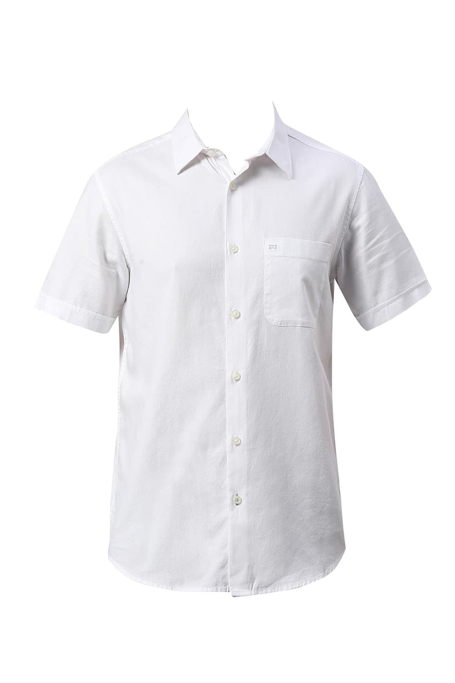 BASICS SLIM FIT CLOUD WHITE COTTON DOBBY HALFSLEEVES SHIRT