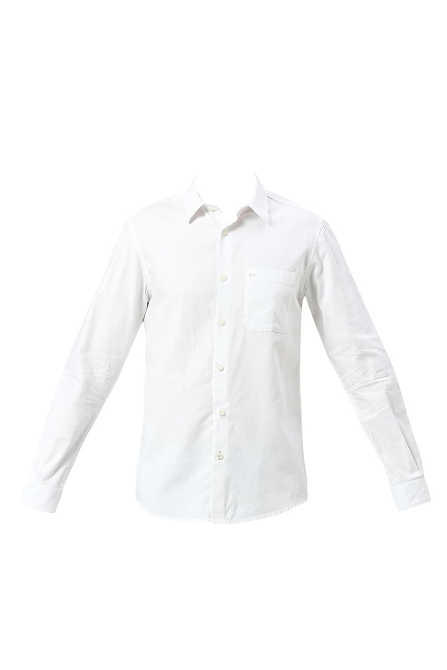 BASICS SLIM FIT CLOUD WHITE COTTON DOBBY SHIRT