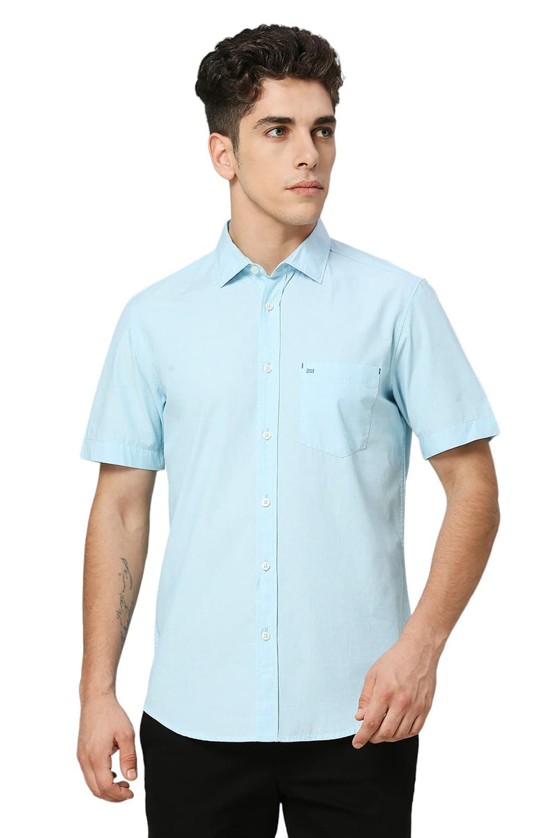 SLIM FIT COTTON FIL-A-FIL HALFSLEEVES SHIRT
