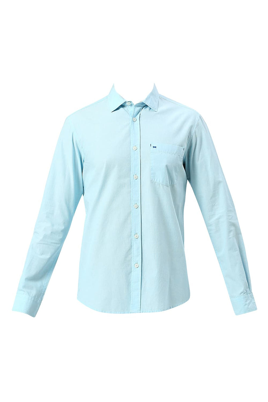 BASICS SLIM FIT CORYDALIS AQUA COTTON FIL-A-FIL SHIRT