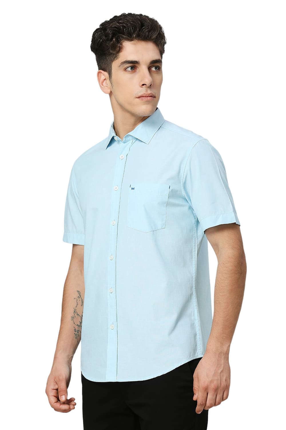 SLIM FIT COTTON FIL-A-FIL HALFSLEEVES SHIRT