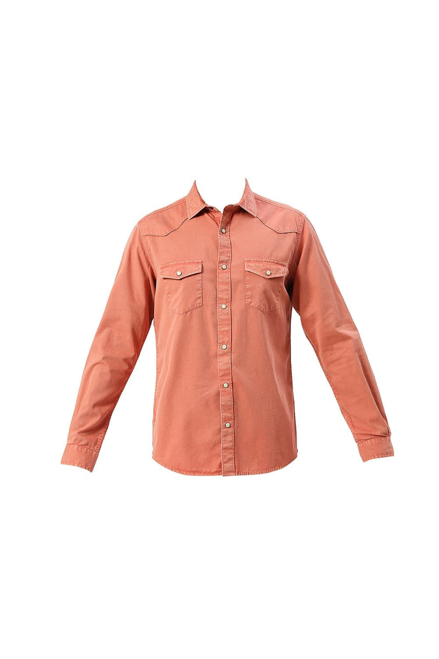BASICS SLIM FIT PEACH PARFAIT COTTON TWILL SHIRT