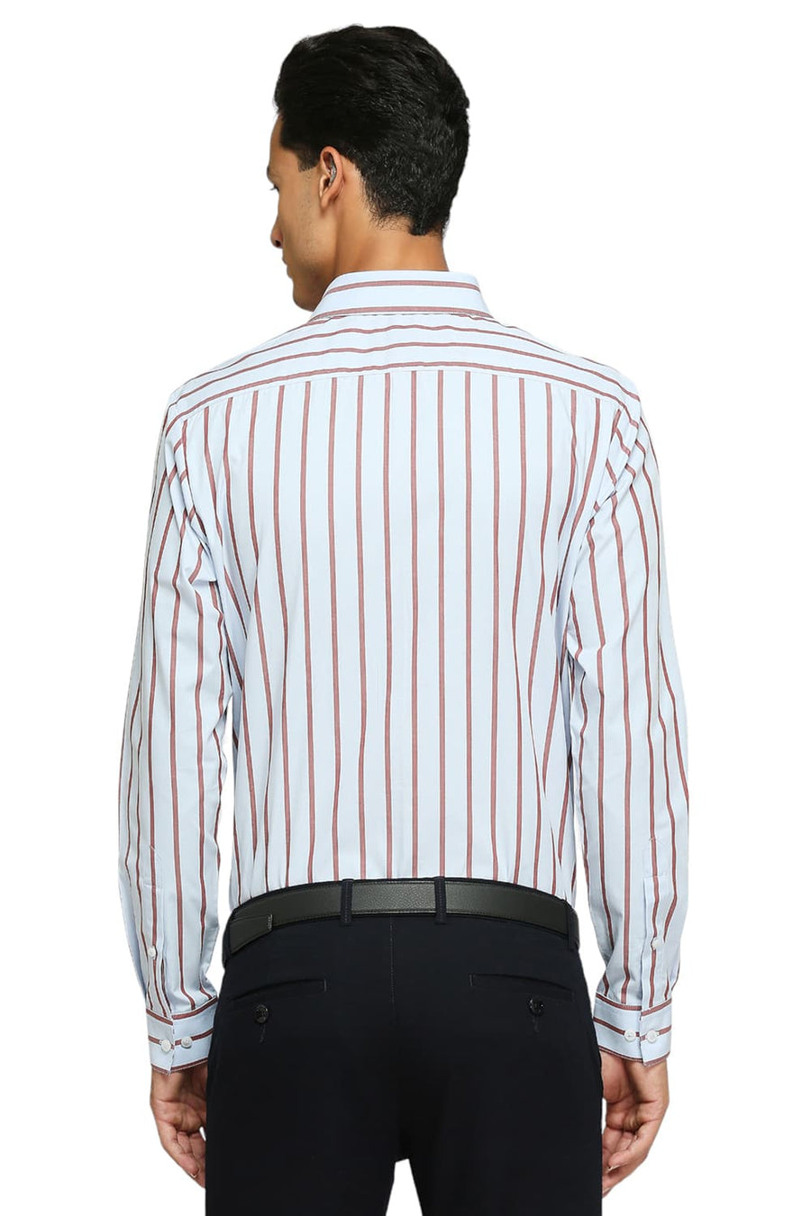BASICS SLIM FIT ILLUSION BLUE COTTON STRIPES SHIRTS