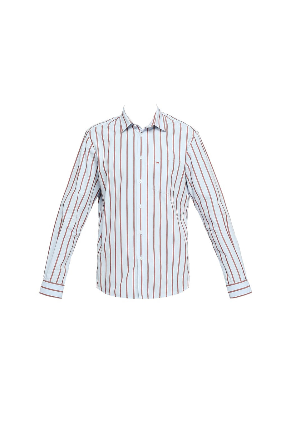 BASICS SLIM FIT ILLUSION BLUE COTTON STRIPES SHIRTS