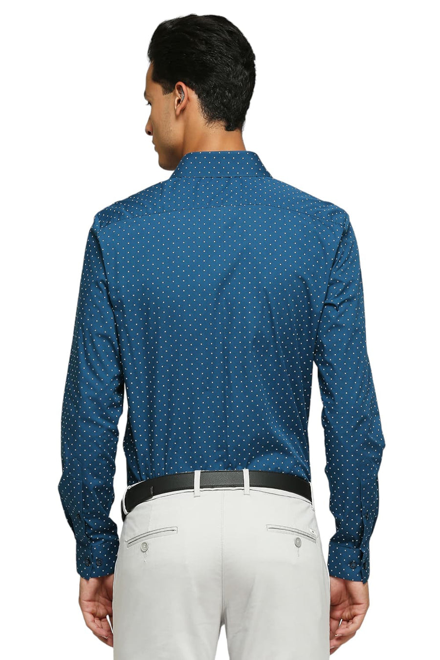 BASICS SLIM FIT BLUE CORAL COTTON POPLIN PRINTED SHIRTS