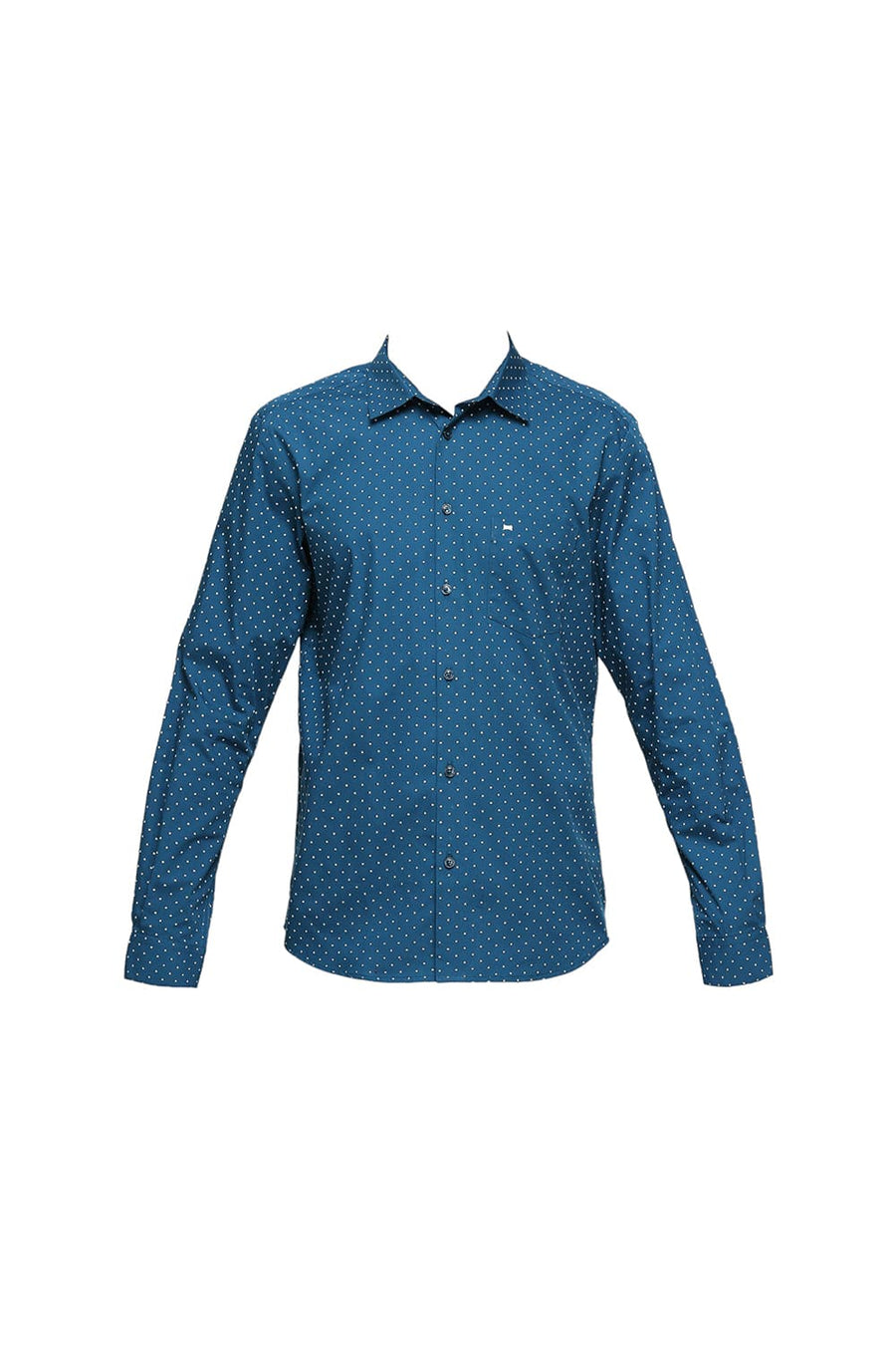 BASICS SLIM FIT BLUE CORAL COTTON POPLIN PRINTED SHIRTS