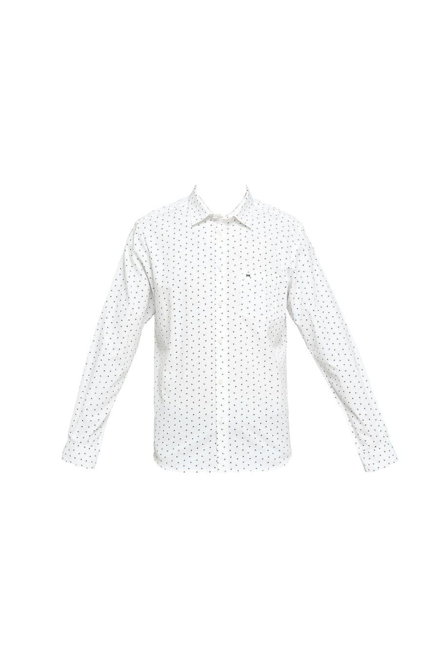 BASICS SLIM FIT CELESTIAL WHITE COTTON TWILL PRINTED SHIRTS