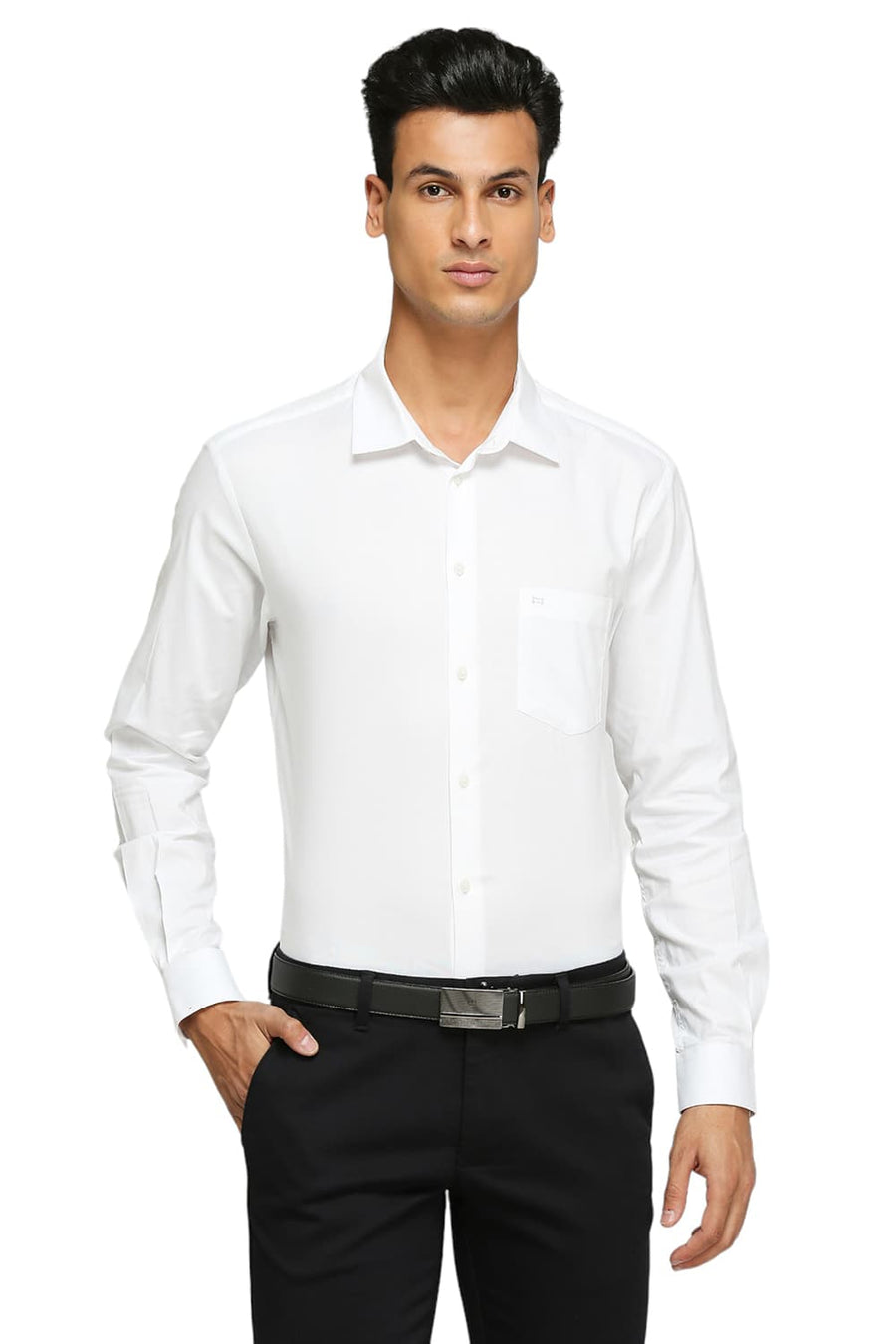 BASICS SLIM FIT CLOUD WHITE COTTON OXFORD SHIRTS