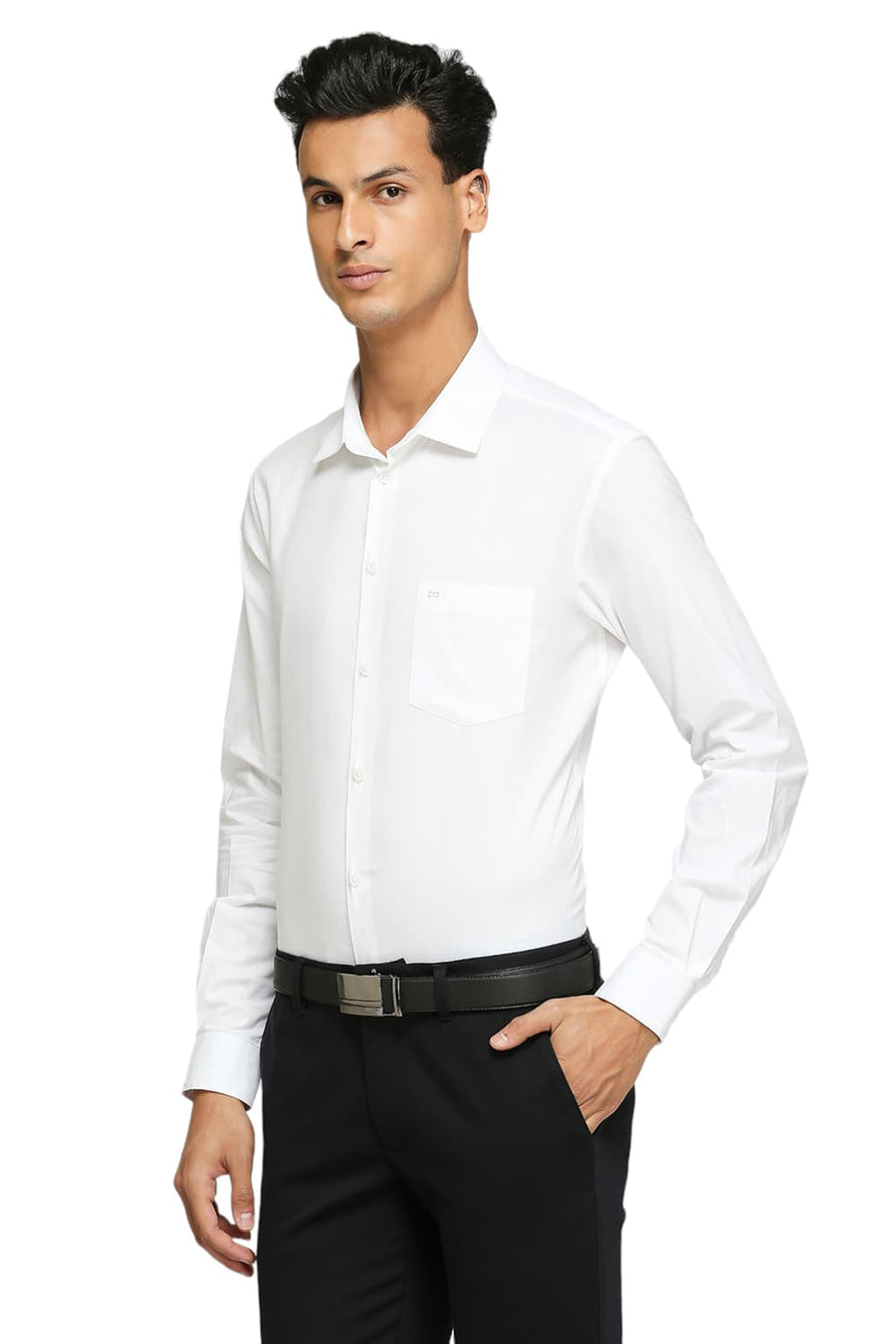 BASICS SLIM FIT CLOUD WHITE COTTON OXFORD SHIRTS