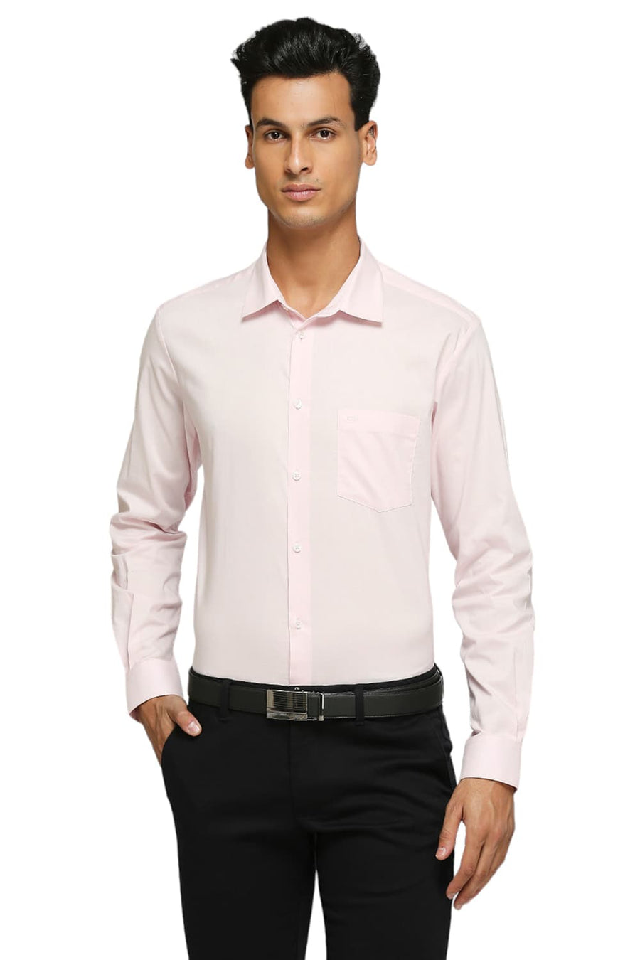 BASICS SLIM FIT CRYSTAL PINK COTTON OXFORD SHIRTS