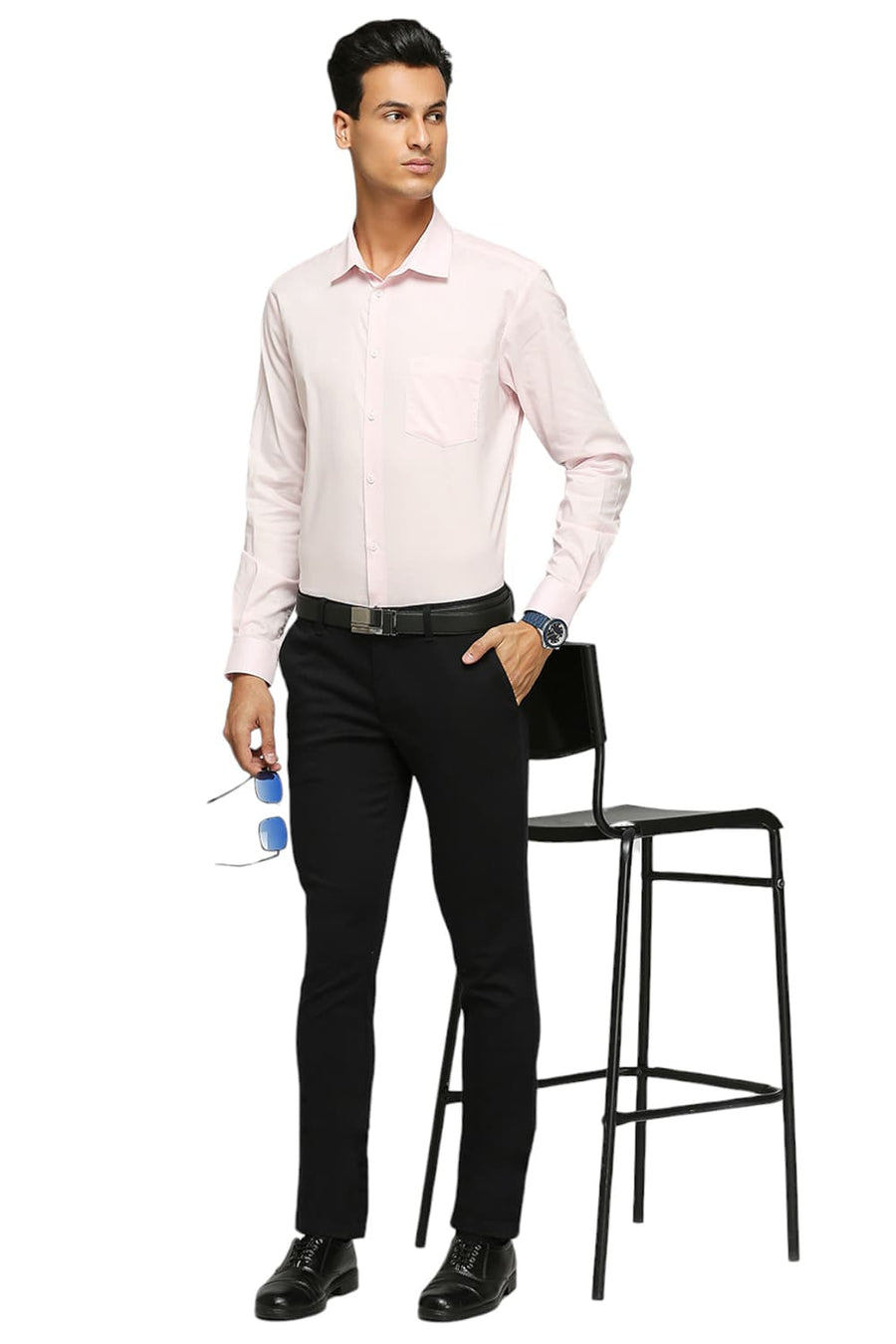 BASICS SLIM FIT CRYSTAL PINK COTTON OXFORD SHIRTS