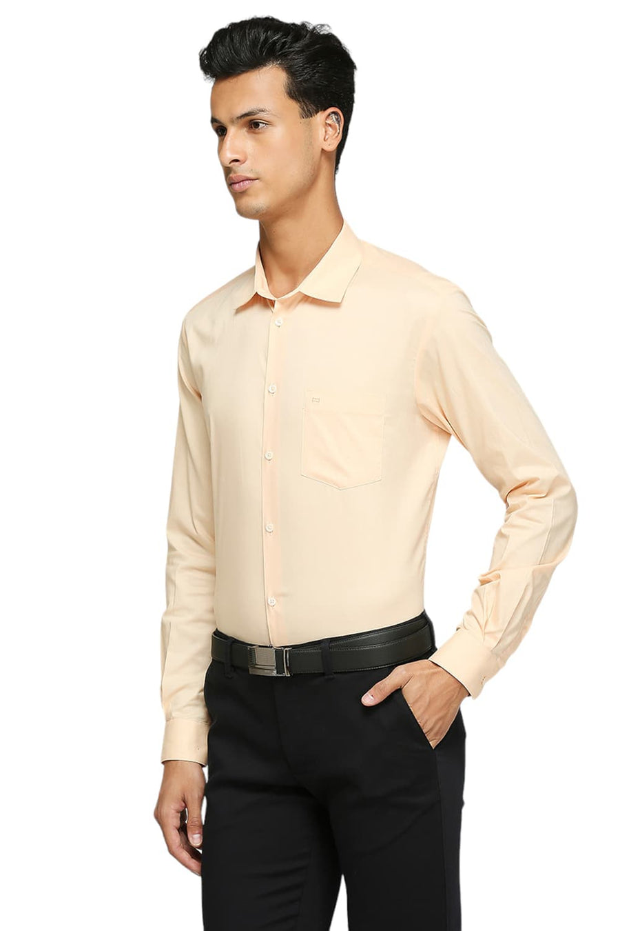 BASICS SLIM FIT APRICOT ORANGE COTTON OXFORD SHIRTS