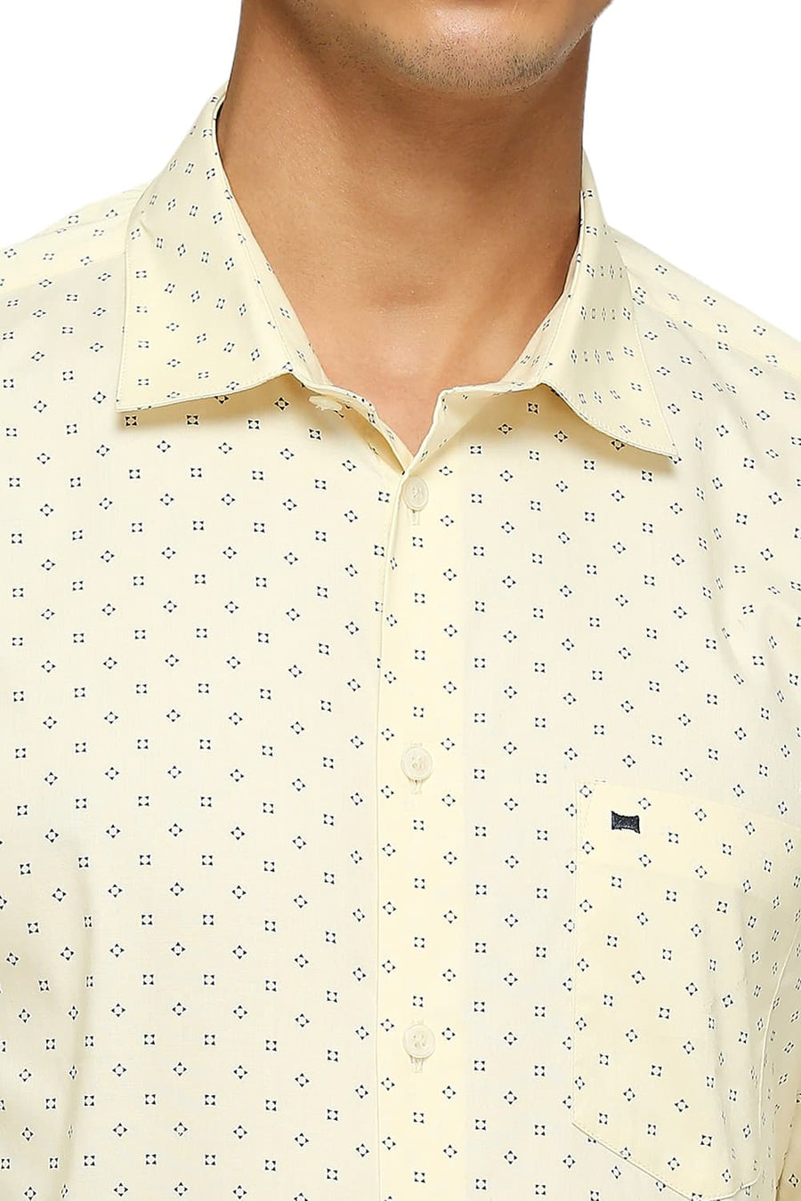 BASICS SLIM FIT SUNLIGHT YELLOW COTTON OXFORD SHIRTS
