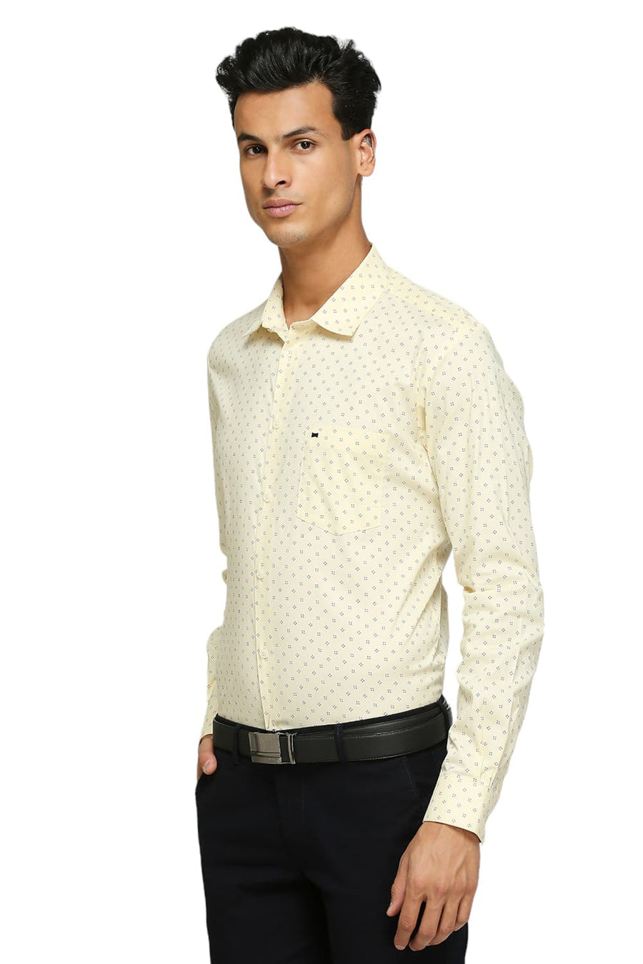 BASICS SLIM FIT SUNLIGHT YELLOW COTTON OXFORD SHIRTS